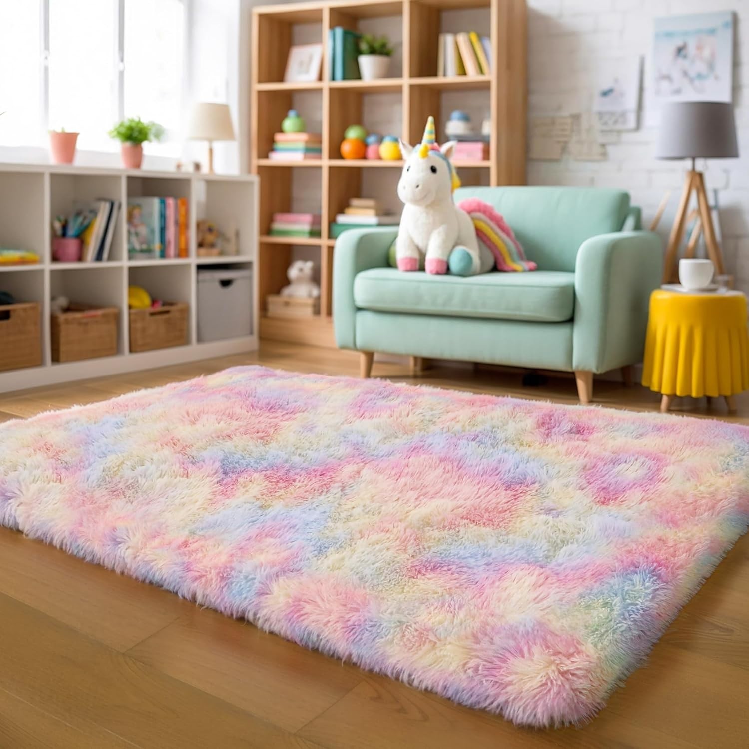Thick 3×5 Pastel Unicorn Shag Rug – Luxurious Comfort for Bedrooms & Nurseries
