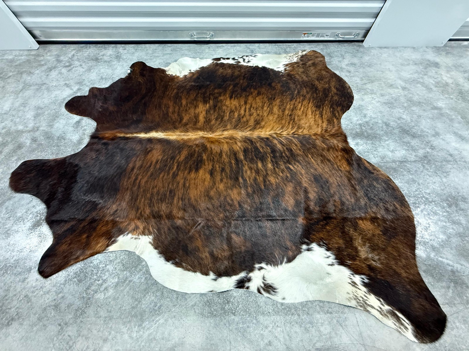 Cowhide Rug Tricolor White Belly 67″x66″ (5.6×5.5 ft) | Genuine Leather #030
