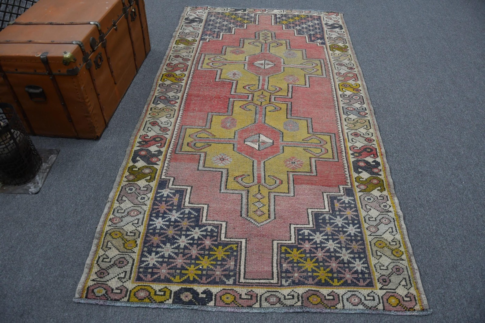 4,4×8,4 ft Rug, Turkish Rug, Vintage Red Wool Moroccan Rug
