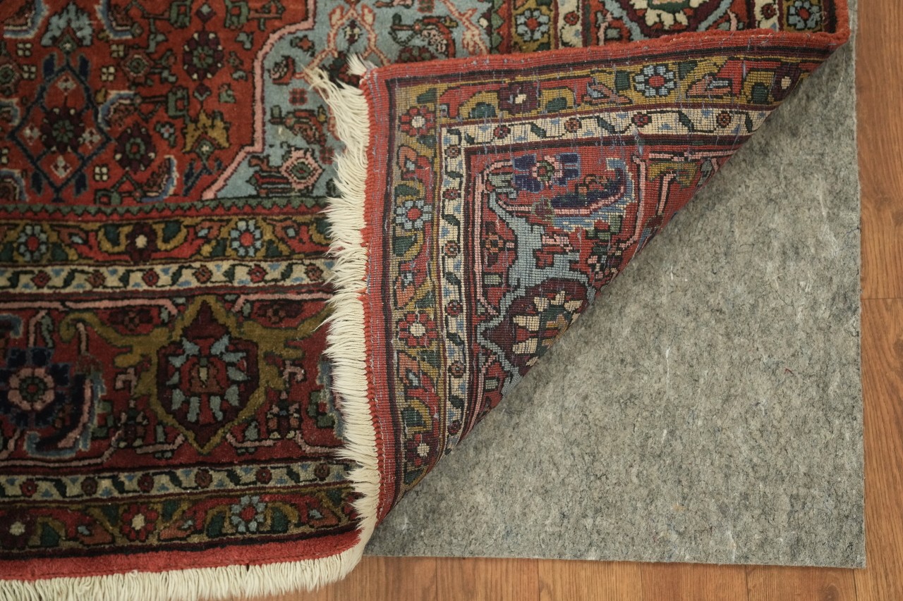 Blue Vintage 8×12 Wool Area Rug in Tribal Blues, Ivory & Gold Heritage Palette