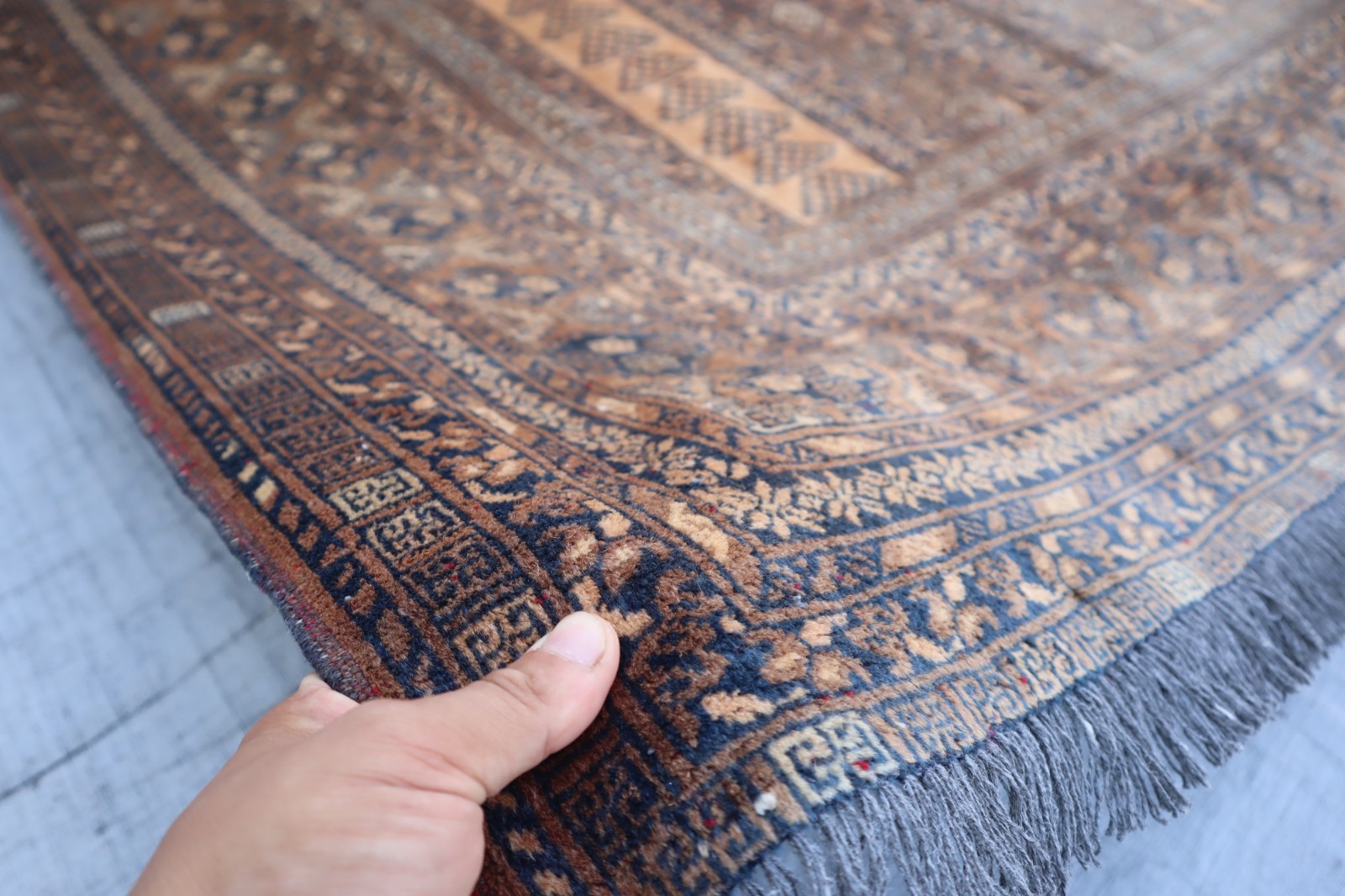 Turkman Parda Rug 5’0x7’4 ft Vintage Rust Red Afghan Handmade Bukhara Tribal Rug