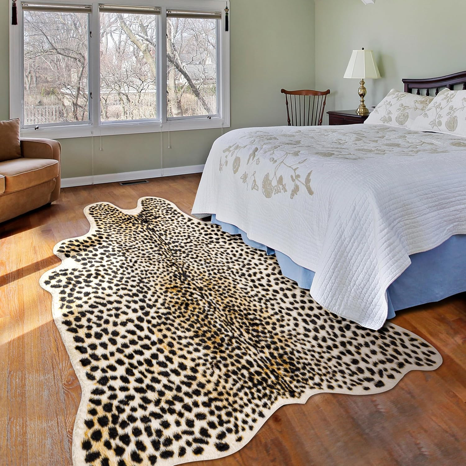 Cheetah Print Rug, Leopard Rug 5.2X7 Faux Animal Print Skin Cheetah Area Rug for