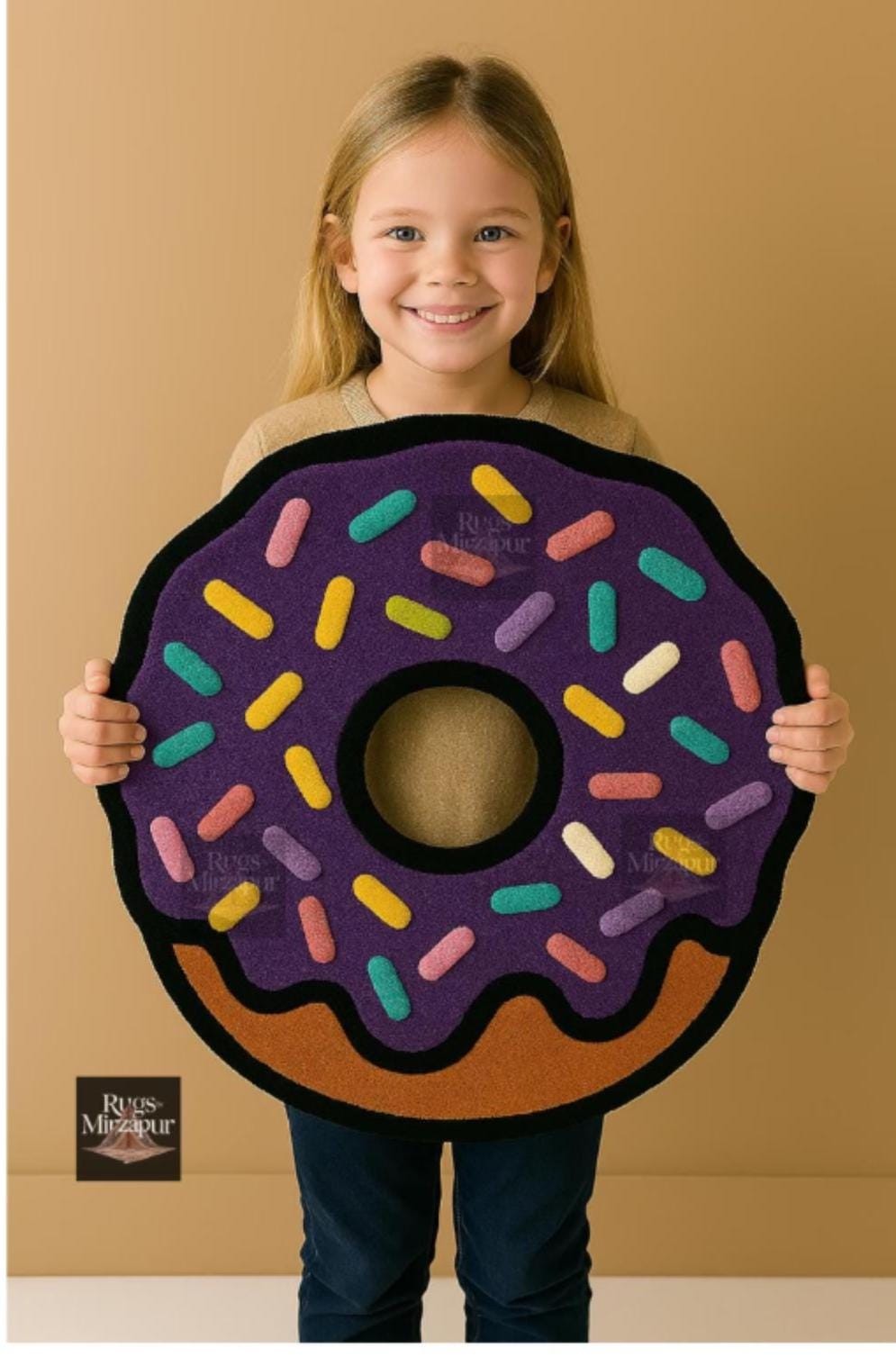 Purple Donut Rug Kawaii Tufted Bath Mat Non Slip Cute Room Decor Carpet