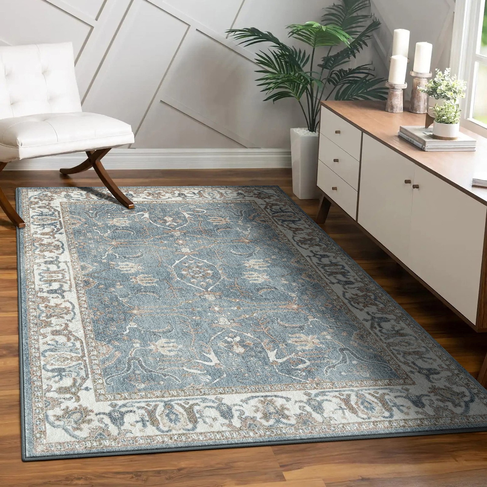 Patricia Collection 104 Blue 8×10 Oriental Floral Area Rug