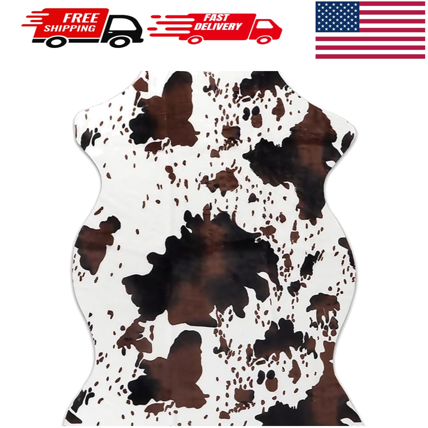 Faux Cowhide Area Rug Western Decor Non Slip 4 x 2.5 Ft