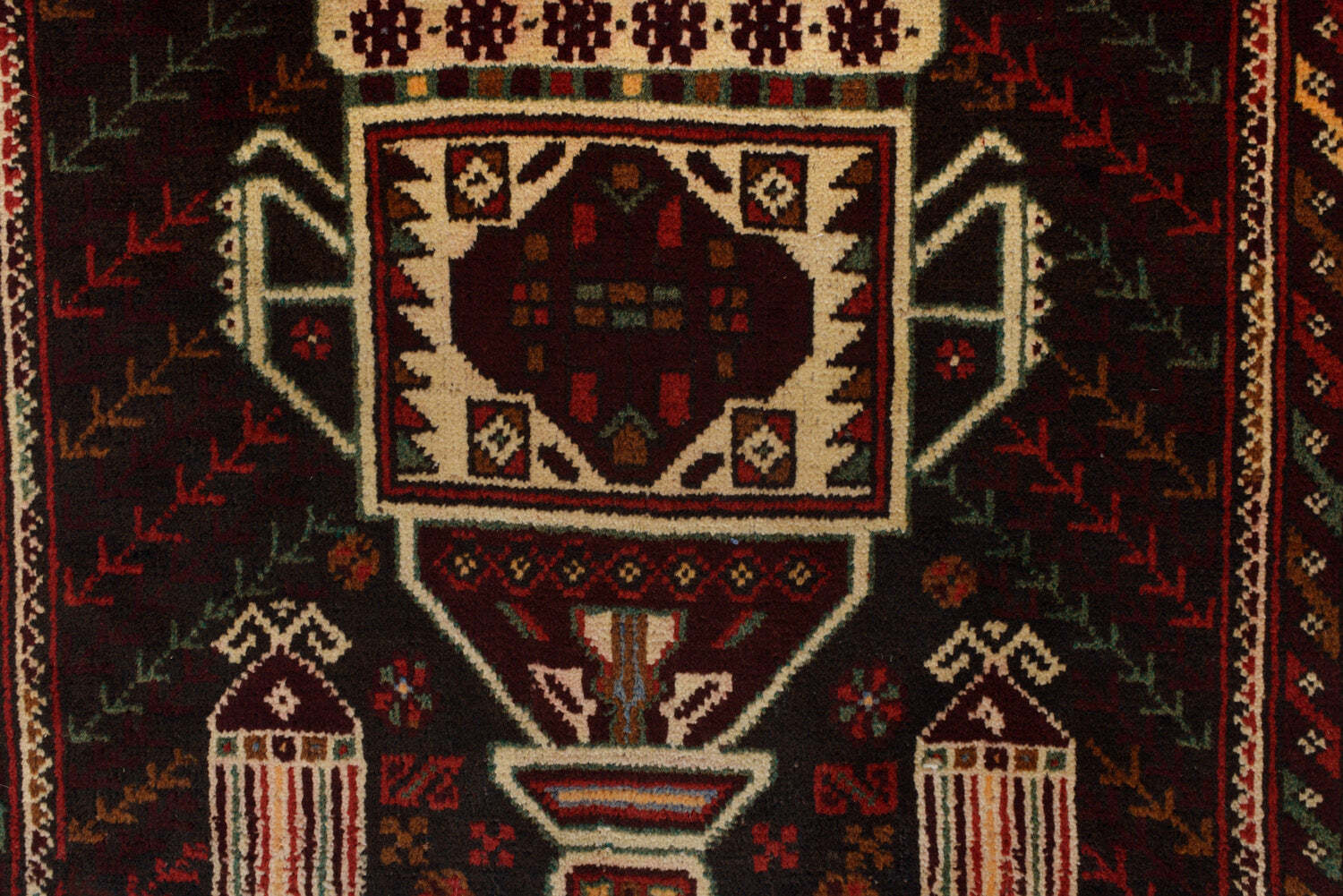 3×5′ Black Tribbal Wool afghan Baluchii Rug # P1279