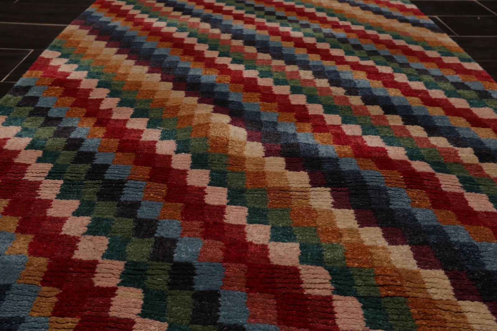 Designer Hand Knotted 100% Wool Contemporary Tibetan Area Rug Red 2’9″ x 12’2″