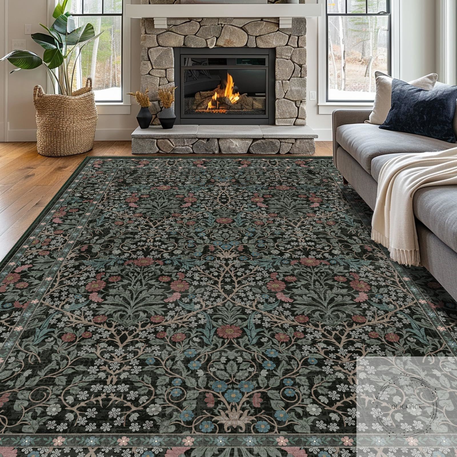 8×10 Washable Area Rugs for Living Room, Stain Resistant Vintage Rugs for Dining