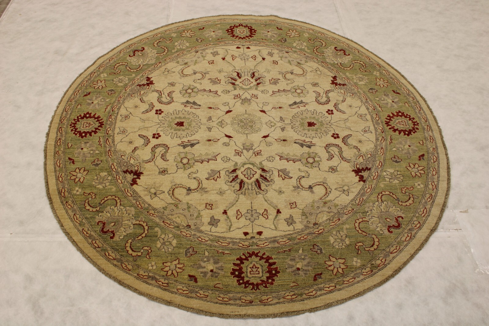7’11” x 8’0″ ft. Afghan Oushak Vegetable Dye Hand Knotted Oriental Round Rug