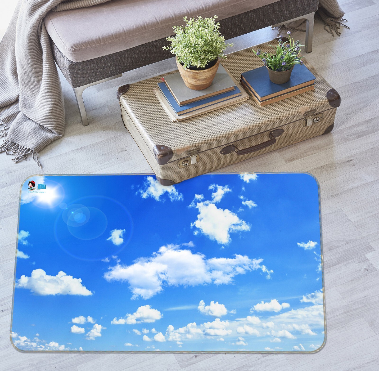 3D Sky White Clouds ZHUA3690 Game Non Slip Rug Mat Photo Carpet Amy