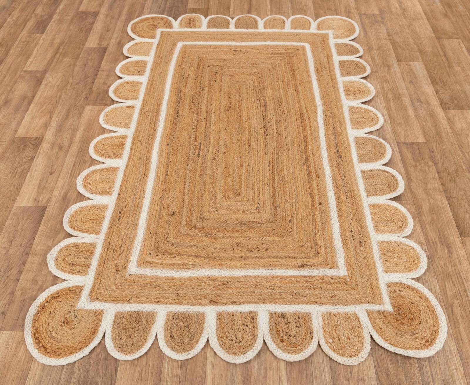 Scallop Rug 100% Natural Jute Handmade rustic look carpet home decor area rug