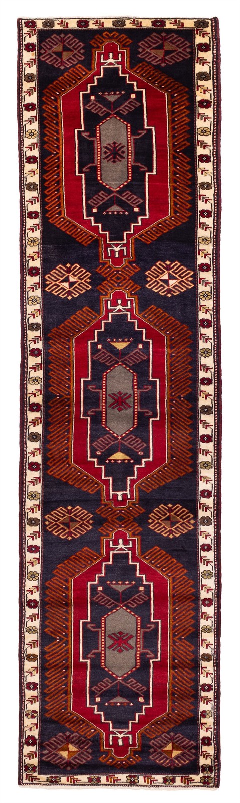 2’8″ x 11’4″ Vintage Hand-knotted Runner Rug Traditional Oriental Wool Carpet