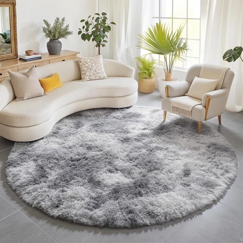 Ultra Soft Plush Round Rug Non-Slip Backing Kids Nursery Bedroom Playroom Decor
