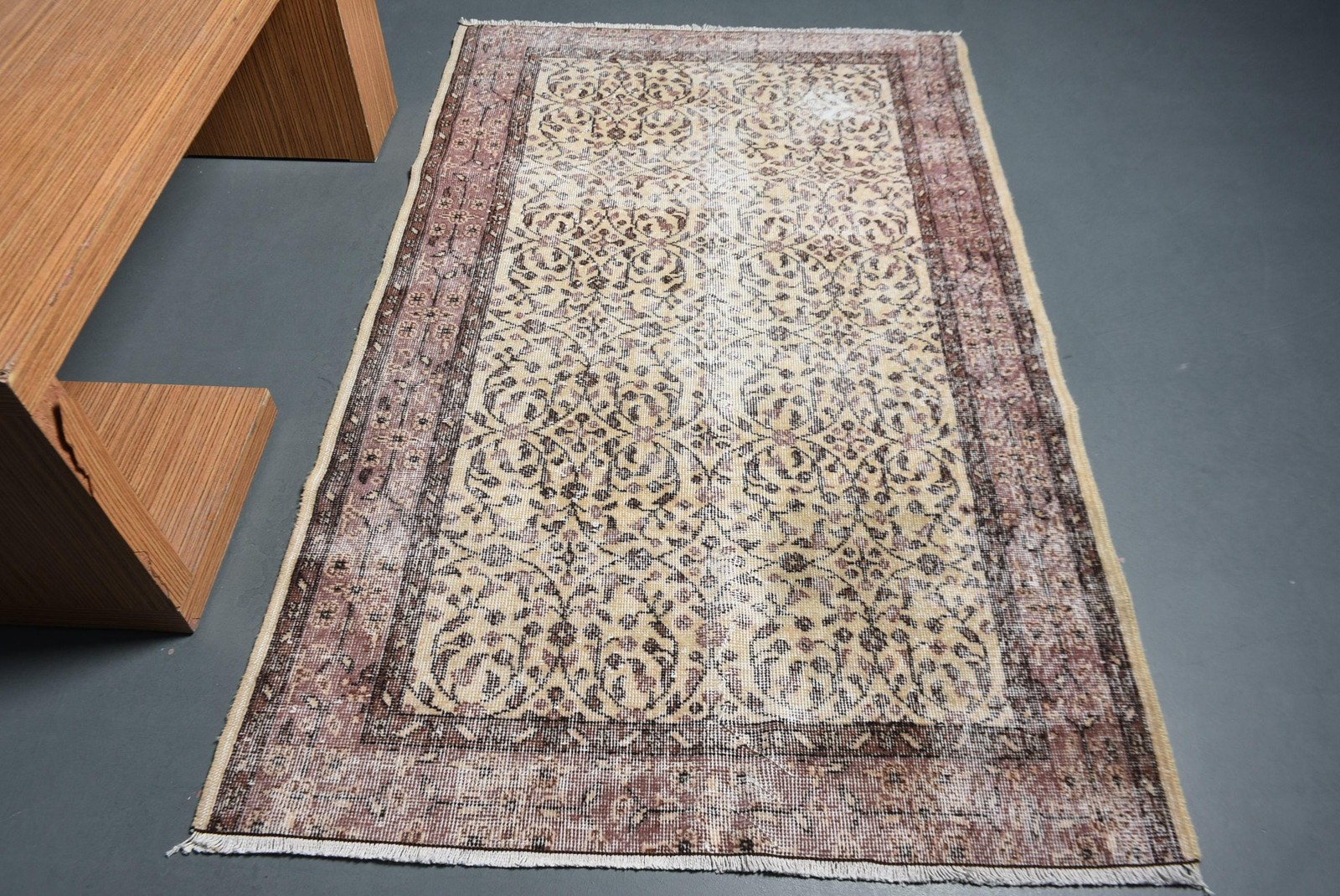 Vintage Rug, Area 3,9×6,2 ft Rug, Brown Ombré Rug