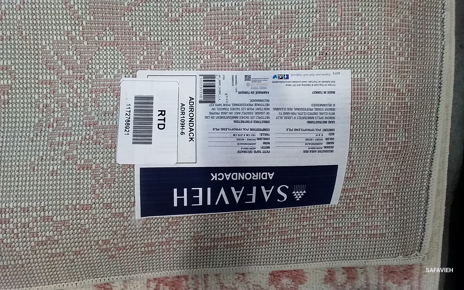 IVORY / ROSE 6′-0″ x 9′-0″ Back Stain Rug, Reduced Price 1172768921 ADR109H-6