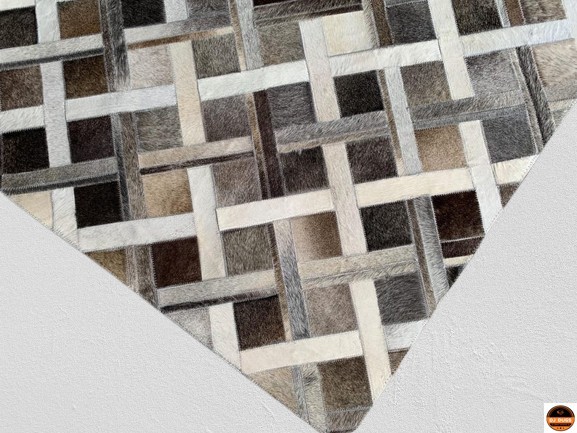 Handmade Cowhide Rug Patchwork Woven Design Gray Brown Modern Large Area Carpet