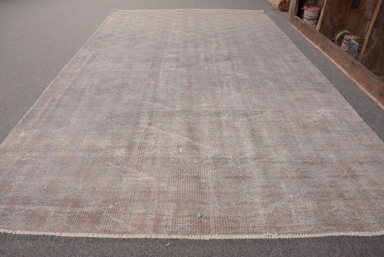 Vintage Rug, Area 4,8×8,2 ft Rug, Gray Ikat Rug