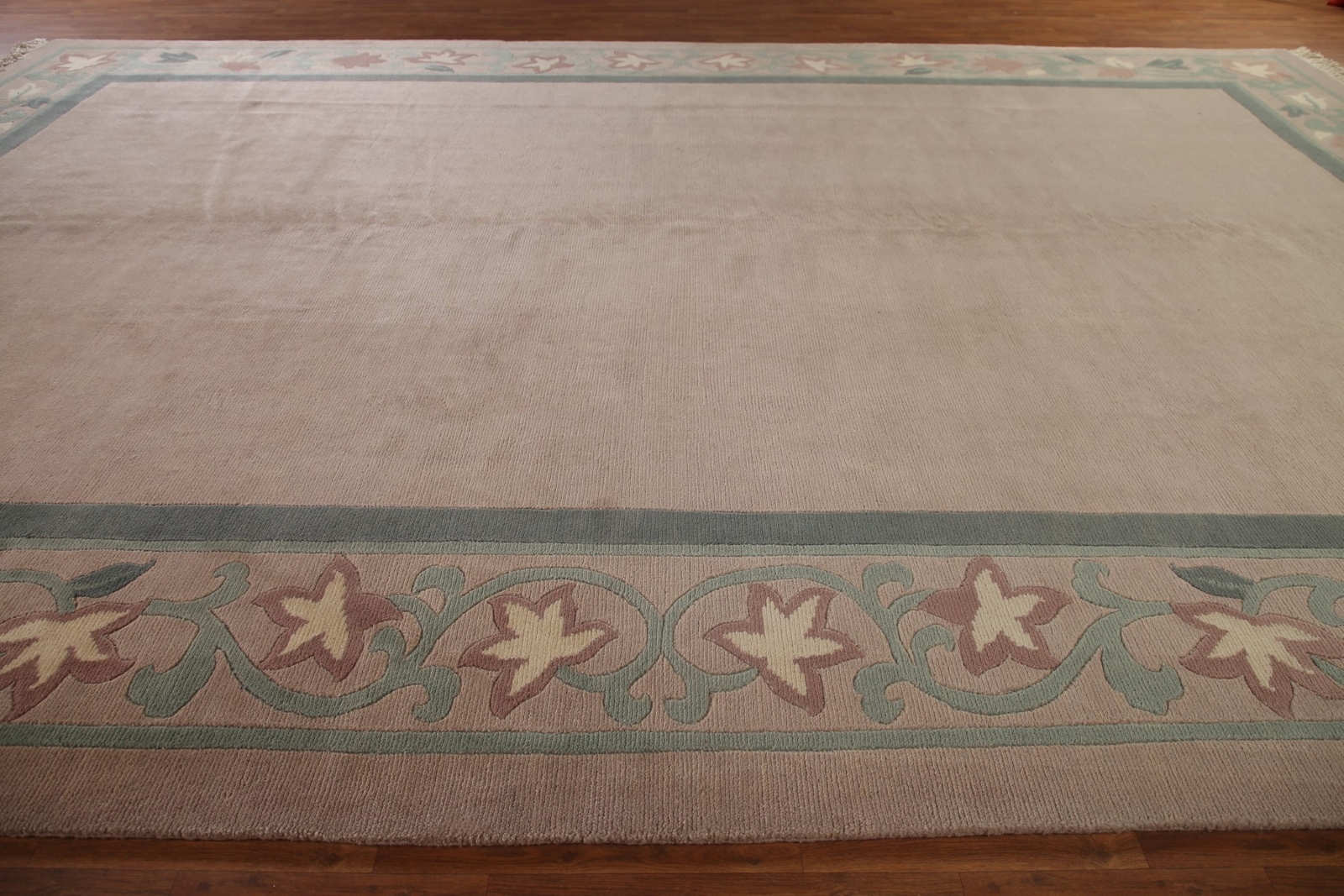 Vegetable Dye Bordered Nepalese Oriental Palace Size Rug 12×18 Handmade