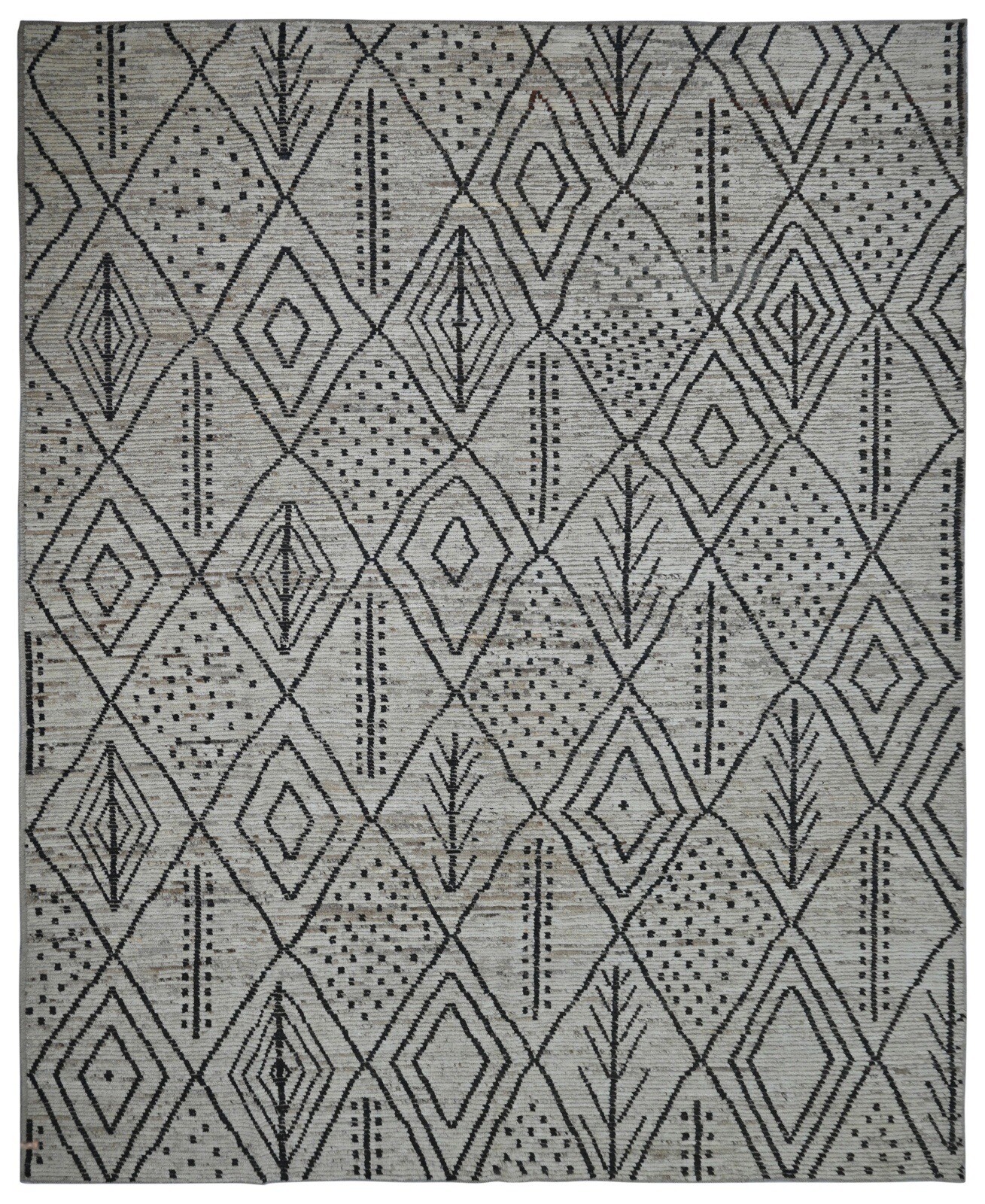 Moroccan Handmade Rug | Beni Ourain Style | 9’8”x11’2” Size | Natural wool