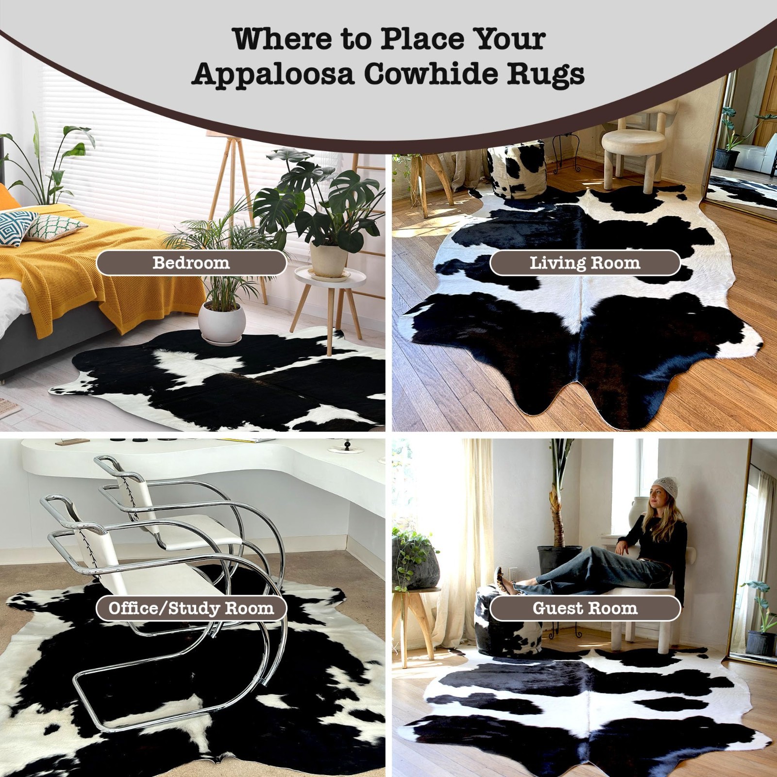 Real Cowhide Rug in Authentic Black & White | Extra Large 6′ x 8′