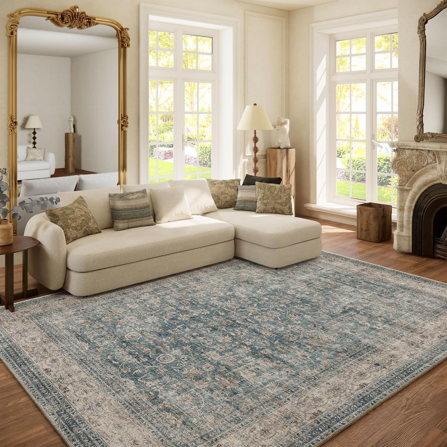 Vintage Machine Washable 6×9 Area Rug – Stain Resistant Non-Slip Boho Carpet