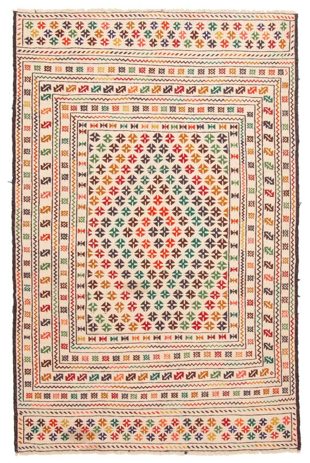 Vintage Hand Woven Area Rug 4’1″ x 6’4″ Traditional Wool Oriental Carpet