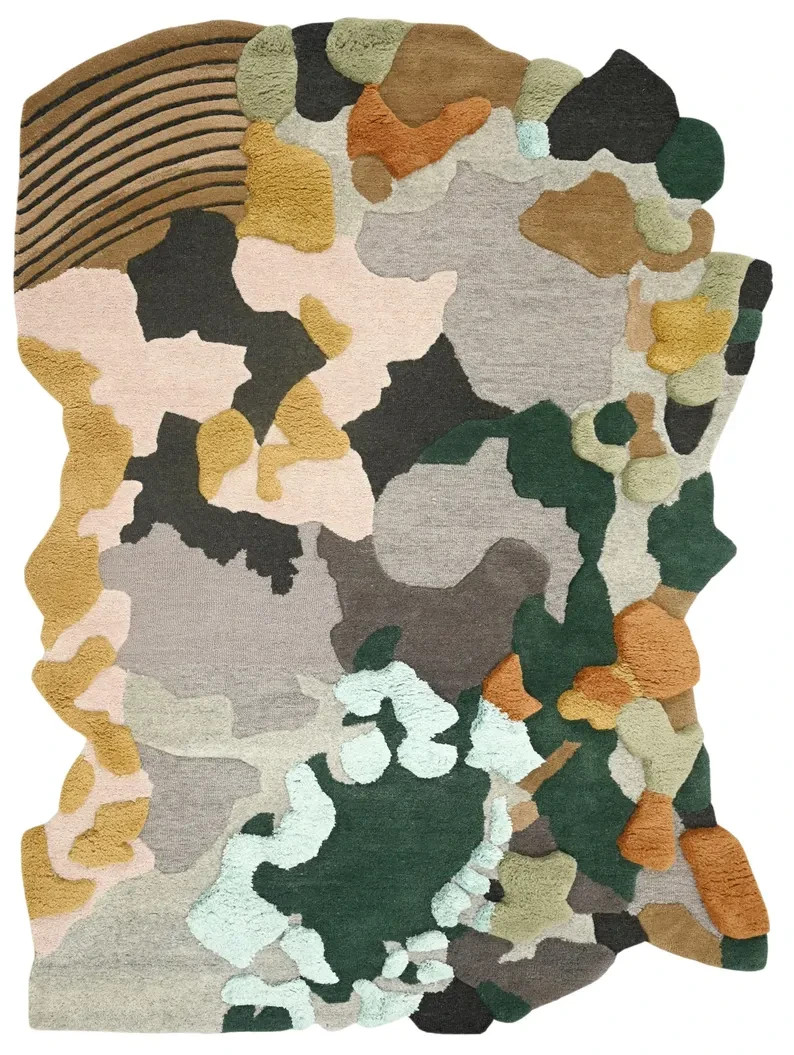 Irregular Shape Abstract Rug, Hand Tufted Wool & Silk Rugs