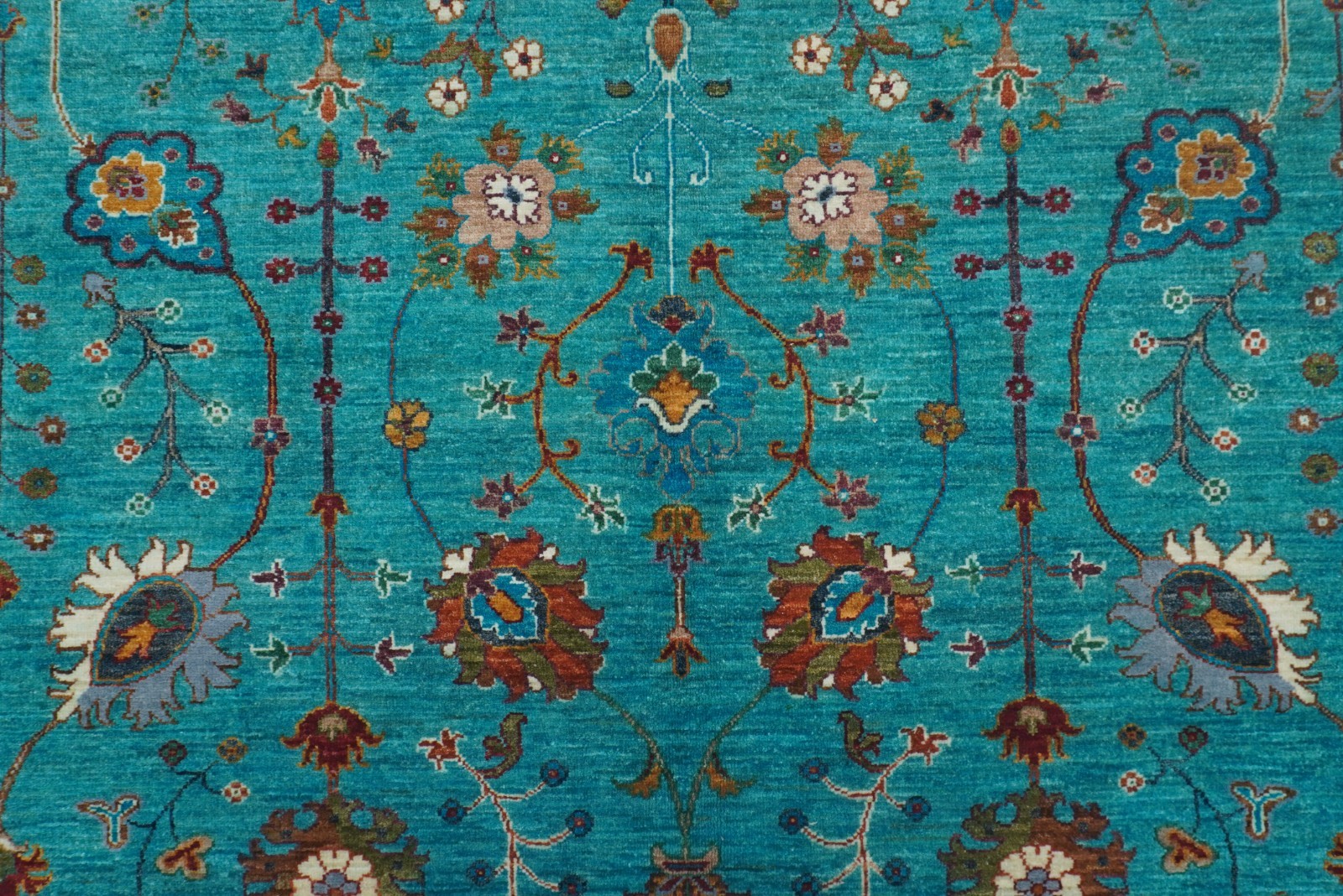8×10 ft Turquoise Blue Afghan Hand Knotted Wool Oriental Rug