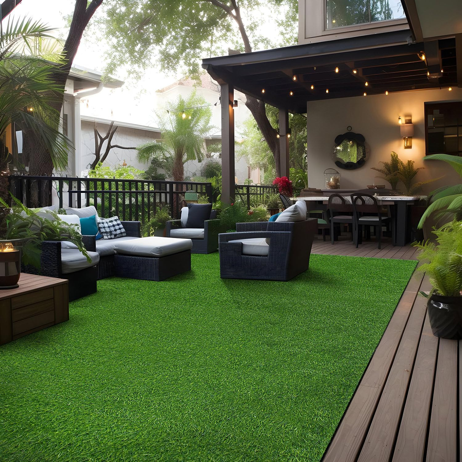 Artificial Solid Grass for Backyard, Garden, Patio, Balcony, Garage Deck Indoor