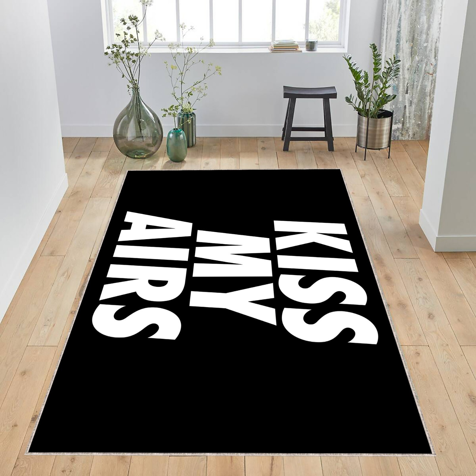 Kiss My Airs, Rug in Black and Multiple Sizes,My Airs, Decor Carpet, Kiss my Air