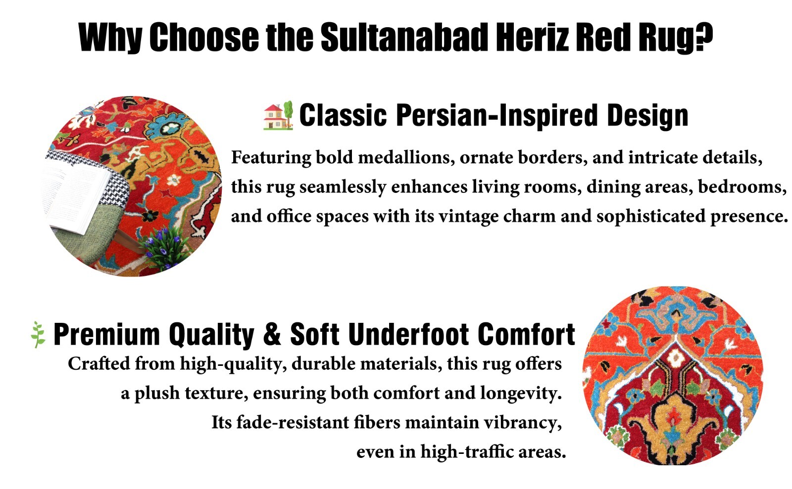 Sultanabad Red Handmade Tufted Traditional Wool Rug (No Additional Fees)