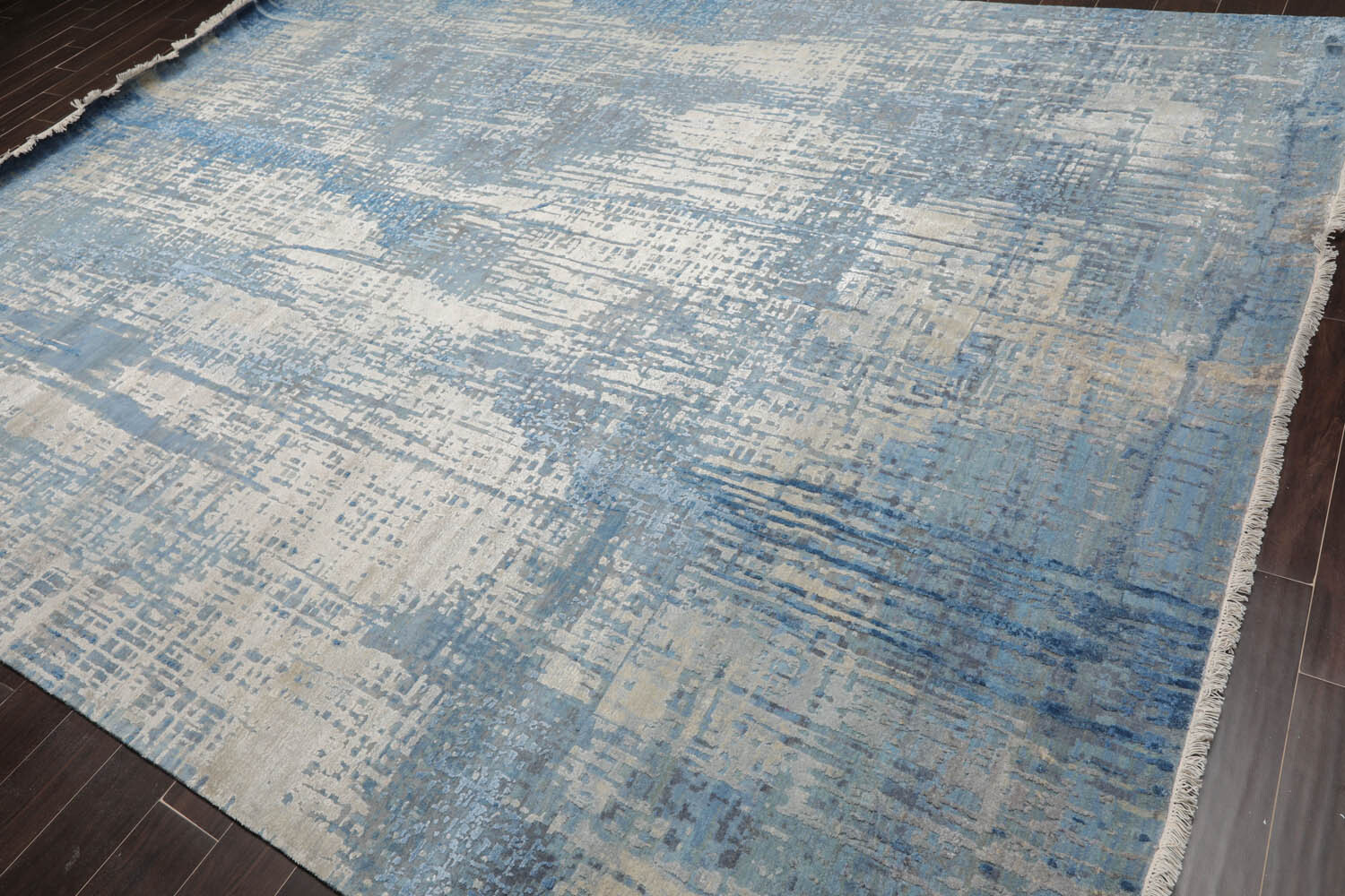 9×12 Gray Hand Knotted Modern Sherpa Wool and Silk Oriental Area Rug