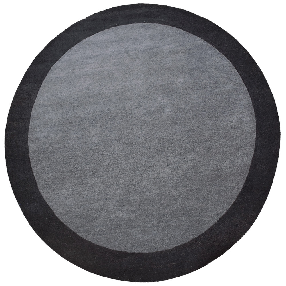 Hand Tufted Wool 8’x8′ Round Area Rug Solid Charcoal Black BBH Homes BBK00201