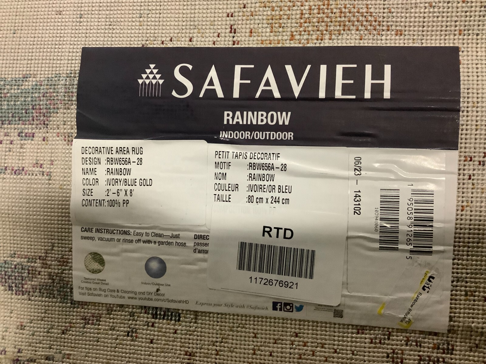 IVORY / BLUE GOLD 2′-6″ x 8′-0″ Flaw in Rug, Reduced Price 1172676921 RBW656A-28