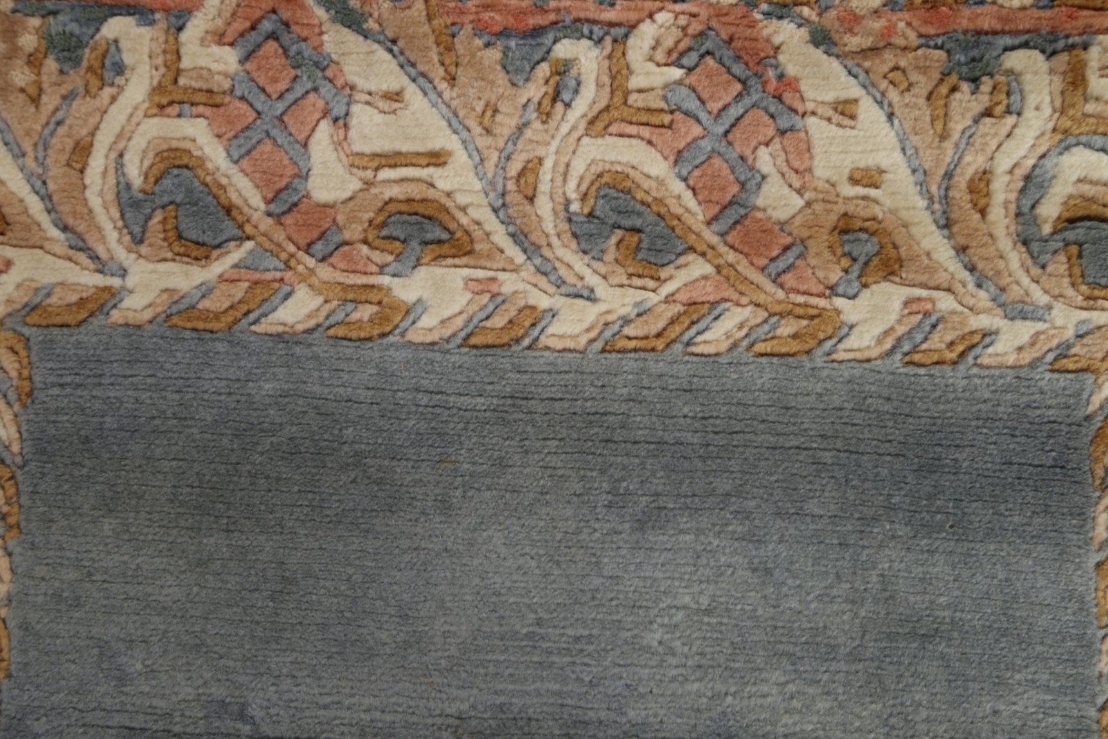 Thick-Plush Gray/ Ivory Bordered Modern Nepalese 3×5 Rug Handmade Wool Carpet