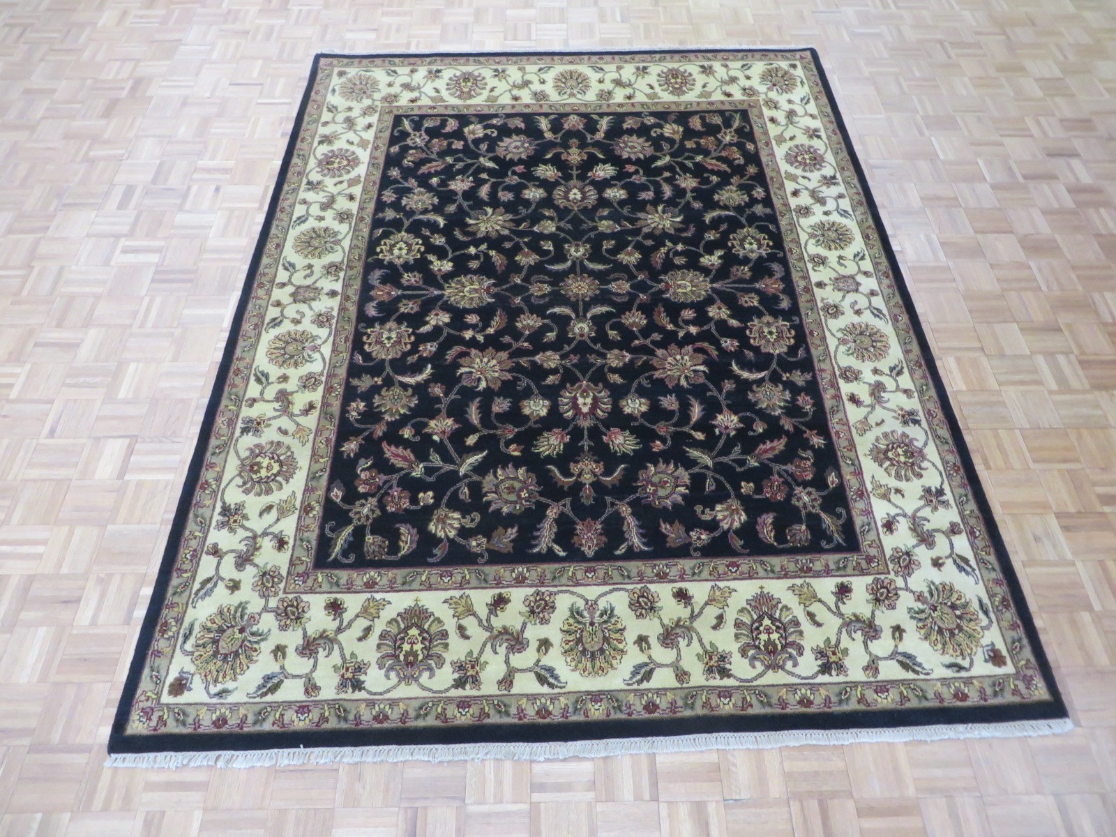 7’9 x 10’2 Hand Knotted Black Agra Oriental Rug G47
