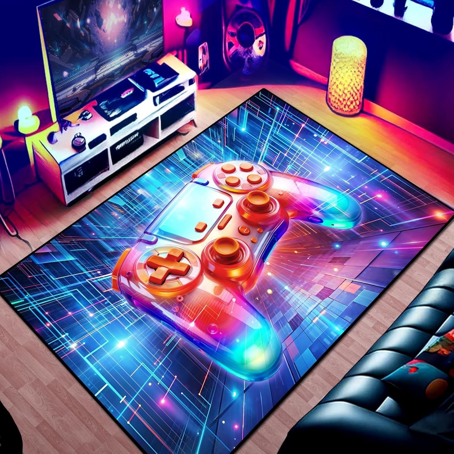 Gaming Room Rug 63″x47″ Gamer Decor Non Slip Gamepad Chair Mat Teen Boys NEW