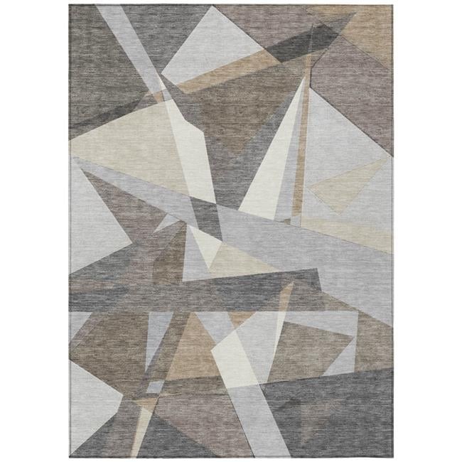 HomeRoots 611970 3 x 5 ft. Taupe Khaki & Gray Geometric Washable Transitional…