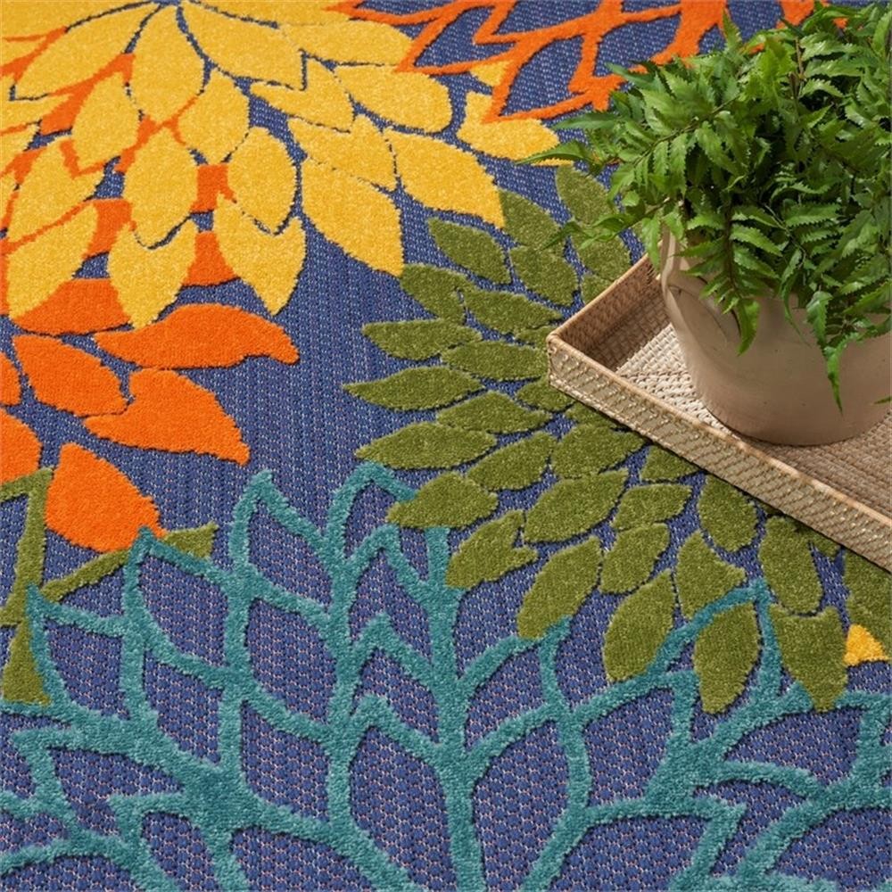 Pemberly Row Washable 42×66″ Outdoor Polypropylene Fabric Rug – Blue/Multi-Color