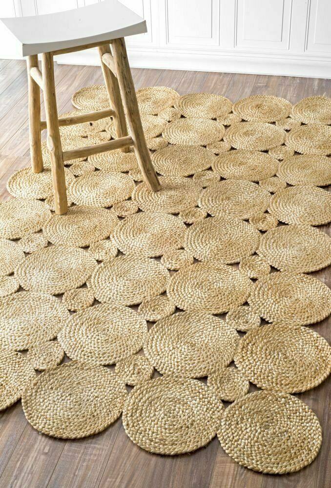 Rug 100% Natural Jute Rectangle Reversible Area Rug Living Modern Room Carpet