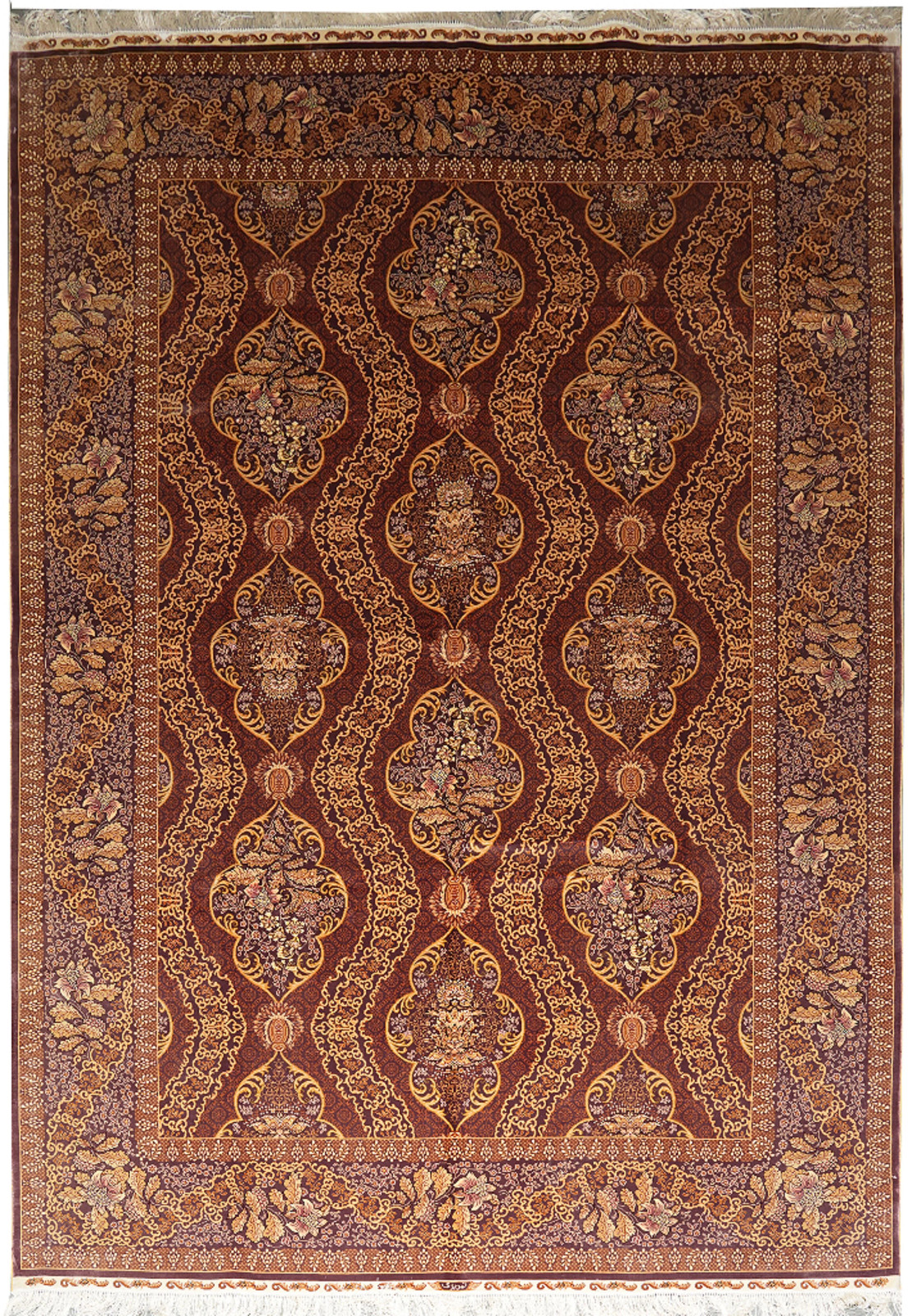 6 x 9 Hand-Knotted Bamboo Silk Carpet Rust Gold #PIX-55763
