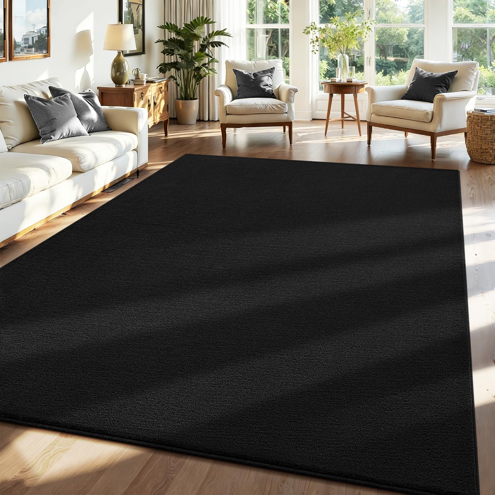 4×6 Rug for Bedroom, Soft Memory Foam Carpet with Upgraded Non 4ft x 6ft Black