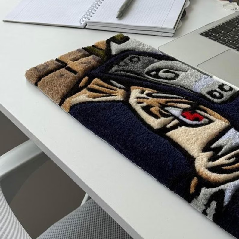 Kakashi Anime Keyboard Rug Custom Tufted Desk Mat Wrist Rest Cute Gaming Decor