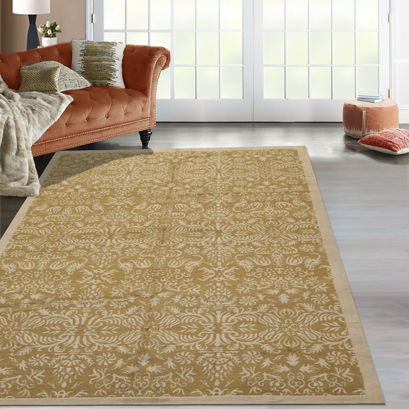 Lapchi 5’11” x 8’10″ Hand Knotted Wool & Silk Loop Pile Fandago Tibetan Area Rug