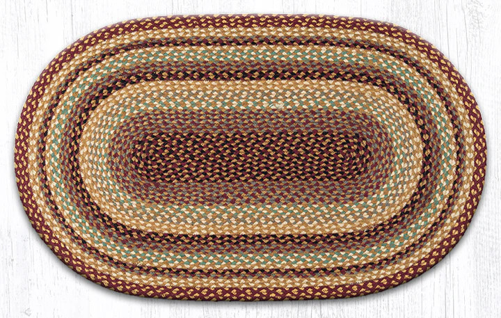 Earth Rugs C-357 Burgundy Gray Cream Oval Braided Rug 27″ x 45″