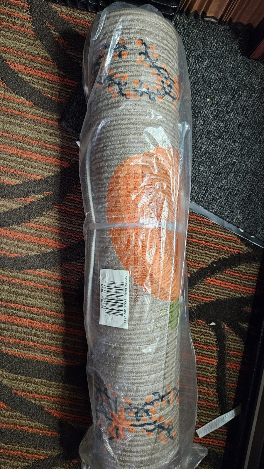 SEALED Durable Indoor/Outdoor Woven Stitch Pumpkin Door Mat