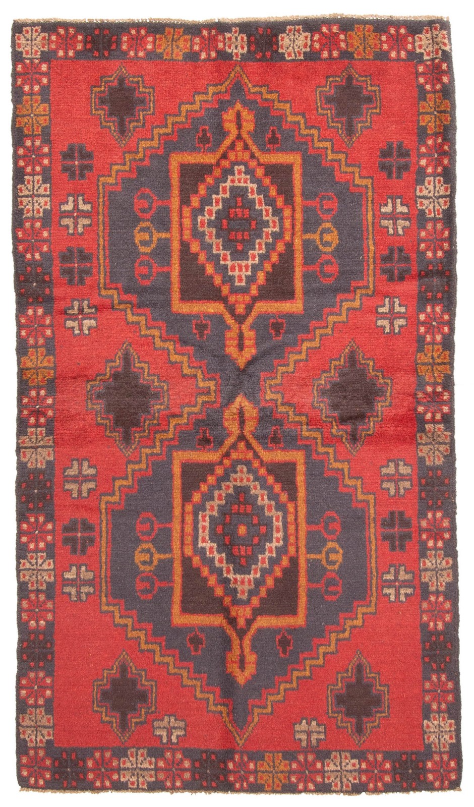 Vintage Red Traditional 3’6″ x 6’3″ Hand-Knotted Oriental Wool Area Rug