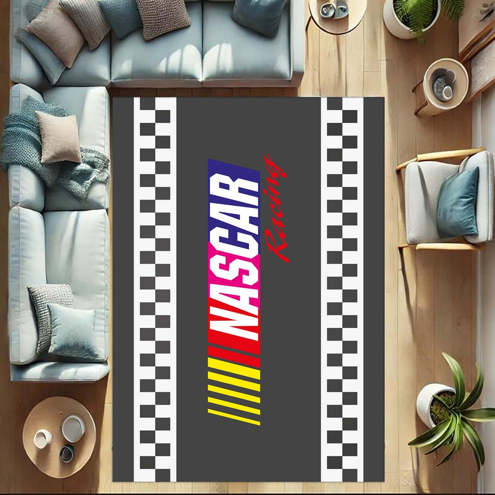 Race Track Rug, Car Play Mat, Kids Racing Rug, Nascar Room Decor, Toddler Race