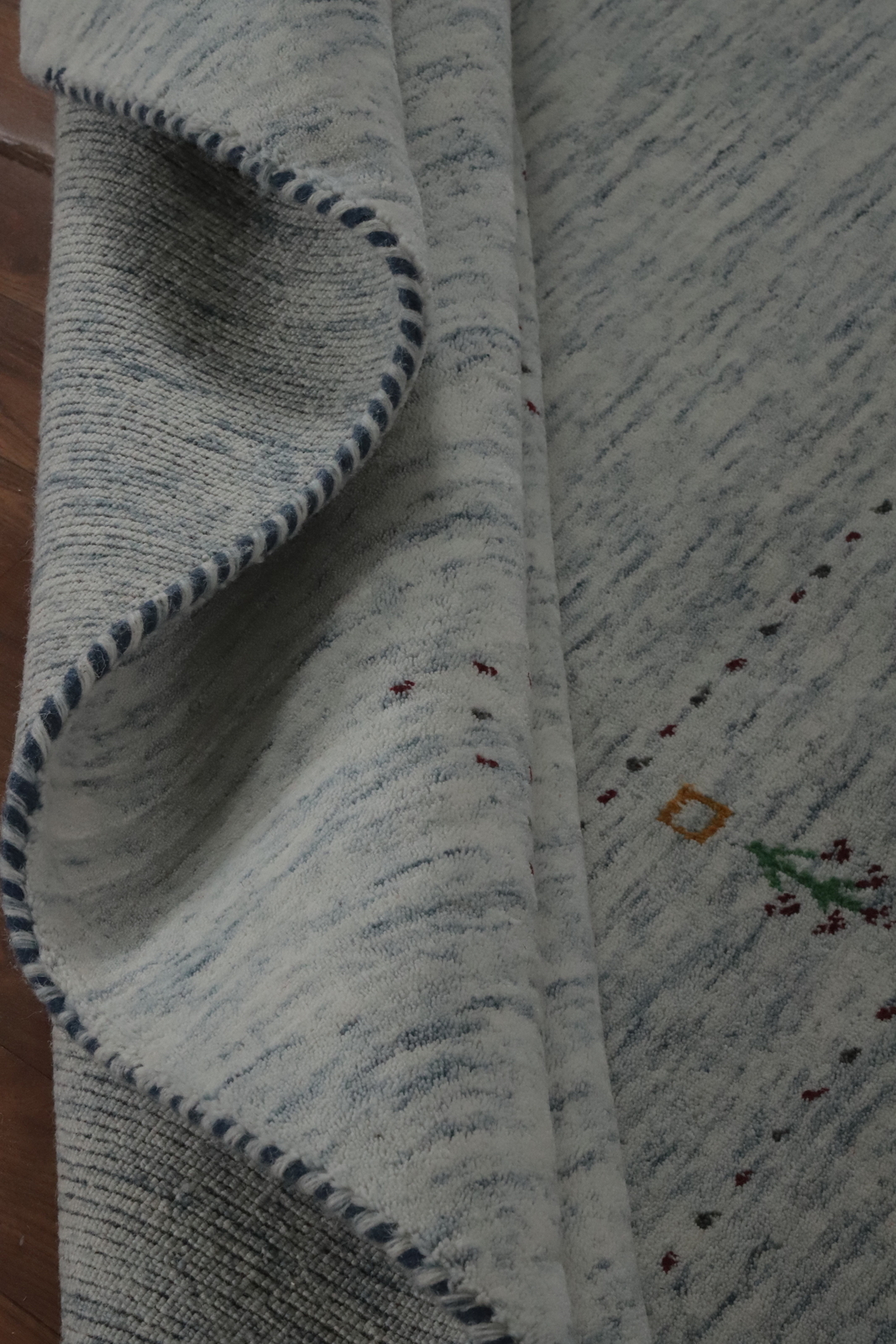 Ivory/ Blue Gabbeh Area Rug Hand-knotted Wool Rug 8×10 ft for Living Room