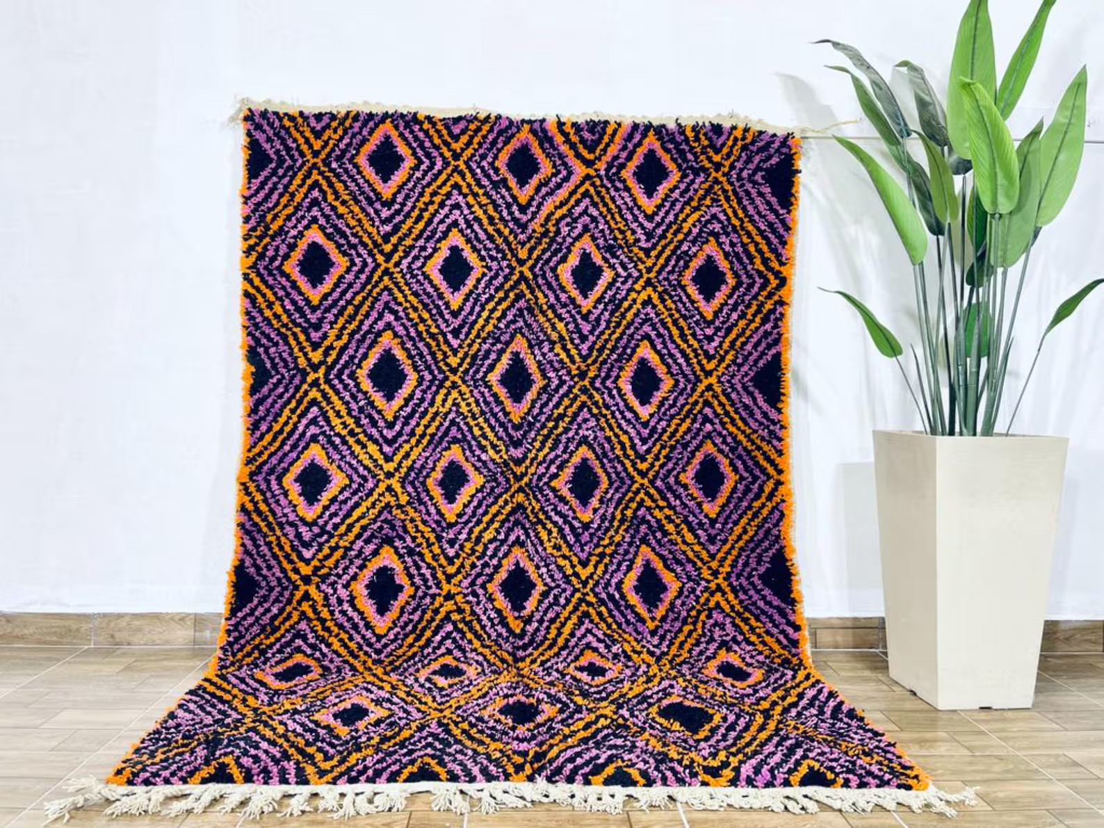 Moroccan Rug 8×10 Beni Ourain Vintage Handmade Wool Carpet for Living Room